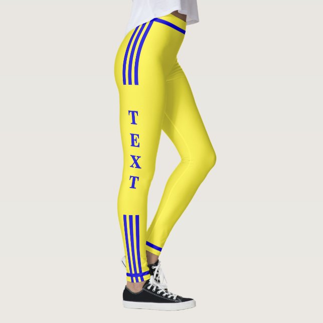 Side Stripe Jaune Leggings Texte et couleur person (Droite)
