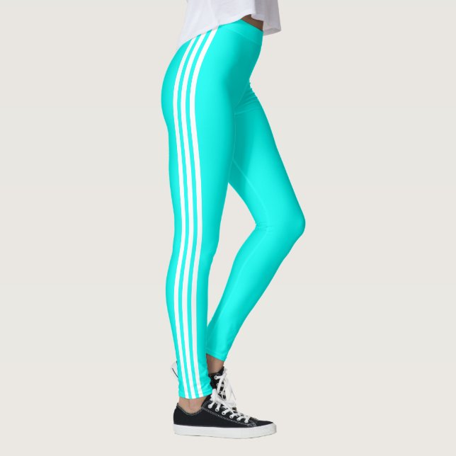 Side Stripe Turquoise Leggings bleus Choisissez vo (Droite)