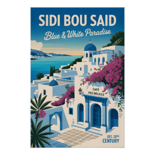 Sidi Bou Said Tunisie Art de Affiche de Voyage Rét