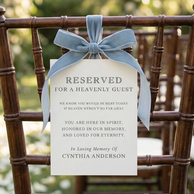 Siège de cérémonie de mariage réservé à l'invité c (reserved for heavenly guest, wedding ceremony seating, reserved chair sign)