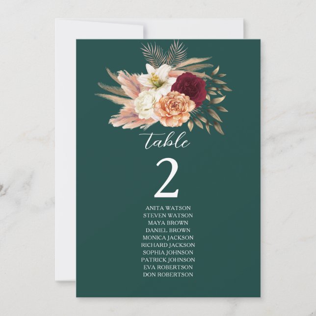 Siège Emerald Burgundy Floral Table (Devant)