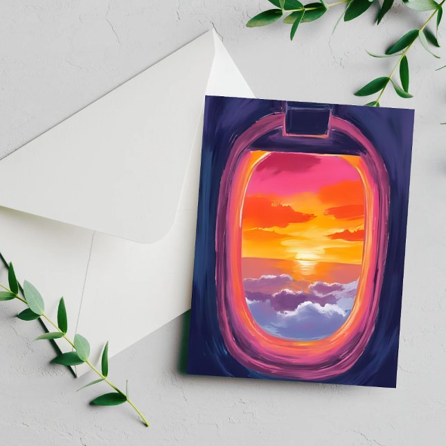 Siège Fenêtre Coucher de Soleil Avion Voyage Peint (Créateur téléchargé)
