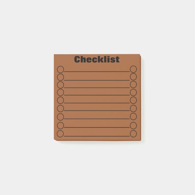 Sienna Brown Checklist Post-it® Notes 3" x 3" (Devant)