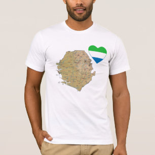 Sierra Leone Drapeau Coeur et carte T-shirt