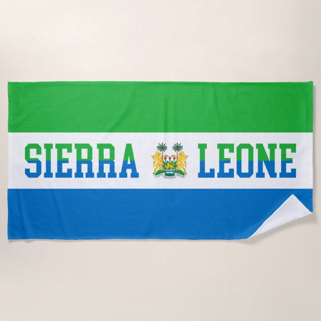 Sierra Leone Drapeau et serviette de plage Emblem (Devant)