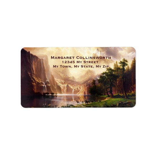 Sierra montagnes de cerfs communs 1868 arts étiquette d’adresse
