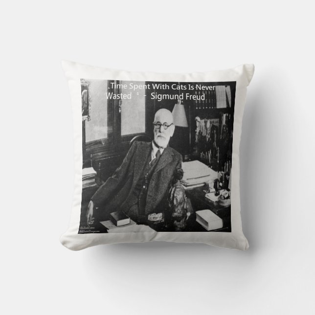 Sigmund Freud & Citation Coussin Jetable de Chat (Recto)