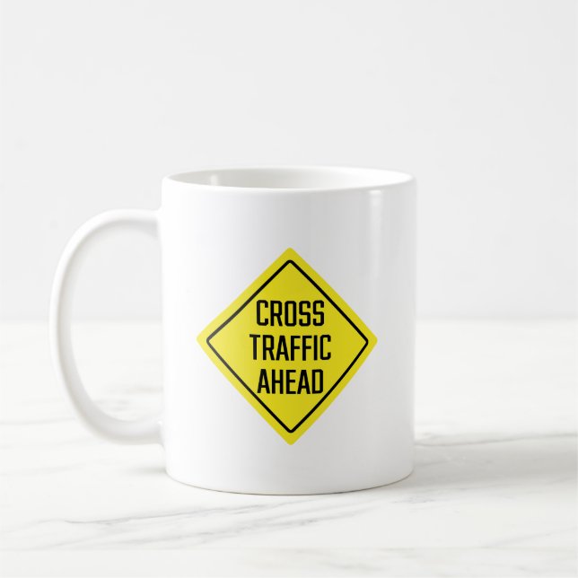 Signal d'avertissement de trafic croisé | Mug clas (Gauche)