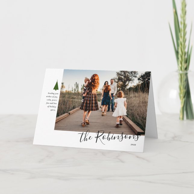 Signature Arbre photo unique carte de vacances pli (Devant)