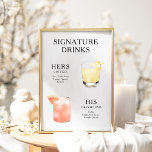 Signature Boissons Mariage Cocktail Menu Poster<br><div class="desc">Customisez ce menu de cocktails mariages et il sera sûr d'impressionner!</div>