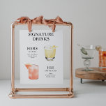 Signature Boissons Mariage Cocktail Menu Poster<br><div class="desc">Customisez ce menu de cocktails mariages et il sera sûr d'impressionner!</div>
