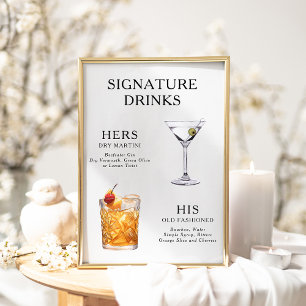 Signature Boissons Mariage Cocktail Menu Poster