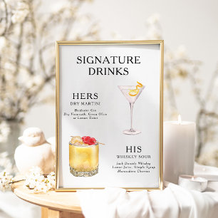 Signature Boissons Mariage Cocktail Menu Poster