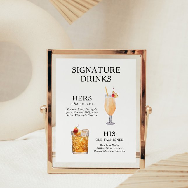 Signature Boissons Mariage Cocktail Menu Poster (Créateur téléchargé)