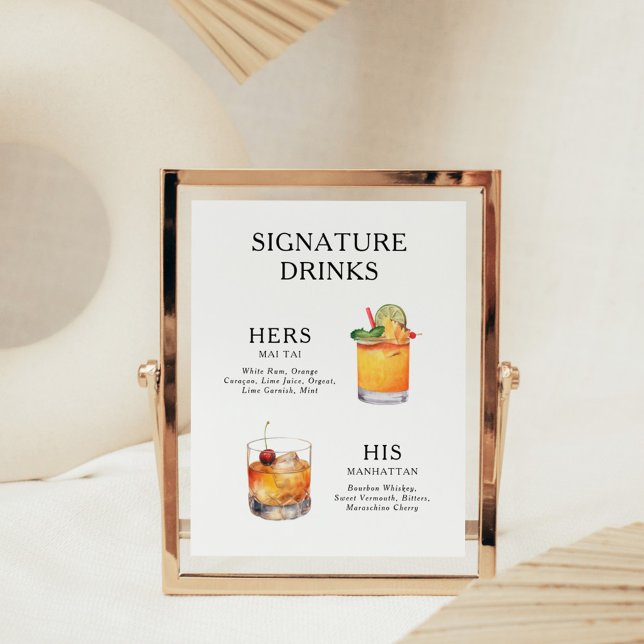 Signature Boissons Mariage Cocktail Menu Poster (Créateur téléchargé)