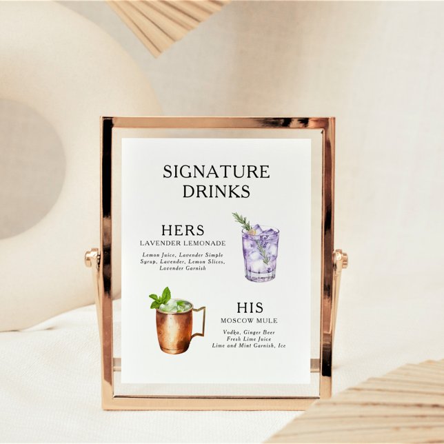 Signature Boissons Mariage Cocktail Menu Poster (Créateur téléchargé)