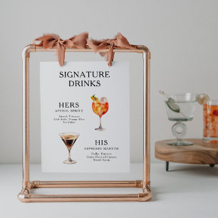 Signature Boissons Mariage Cocktail Menu Poster
