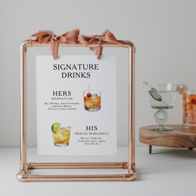 Signature Boissons Mariage Cocktail Menu Poster (Créateur téléchargé)