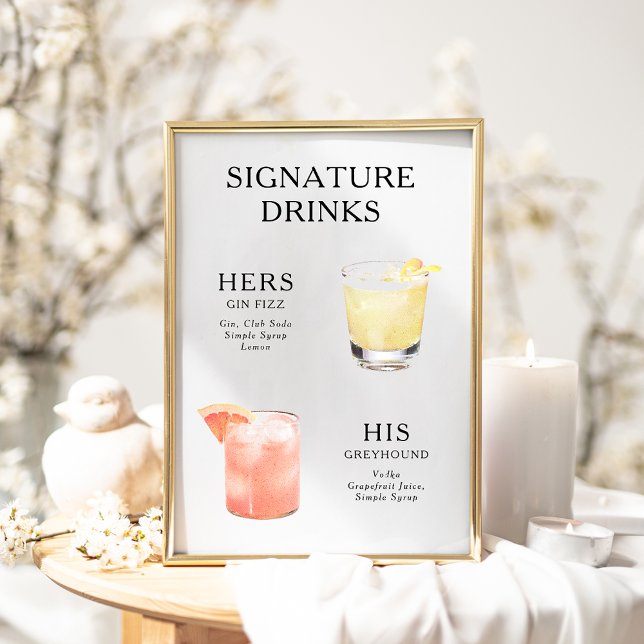 Signature Boissons Mariage Cocktail Menu Poster (Créateur téléchargé)