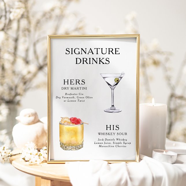Signature Boissons Mariage Cocktail Menu Poster (Créateur téléchargé)