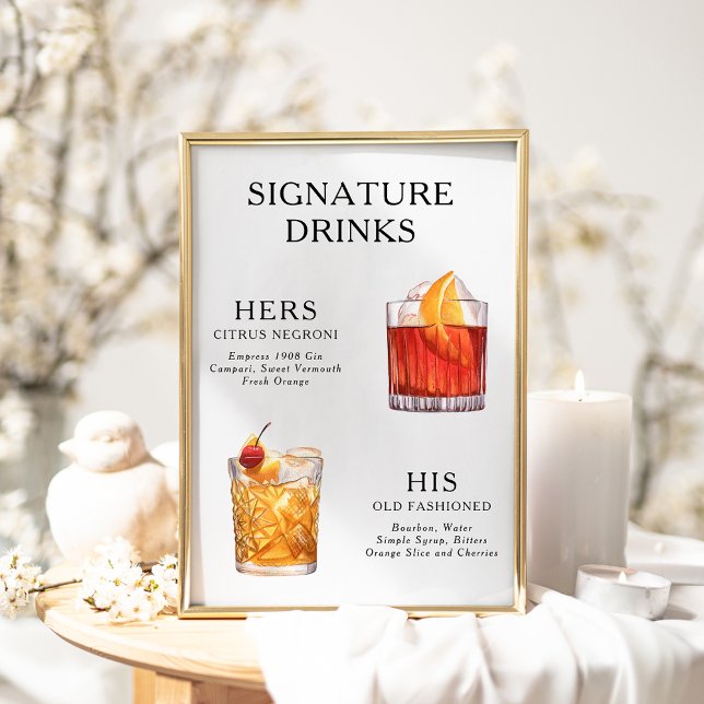 Signature Boissons Mariage Cocktail Menu Poster (Créateur téléchargé)