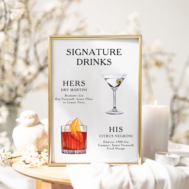 Signature Boissons Mariage Cocktail Menu Poster (Créateur téléchargé)