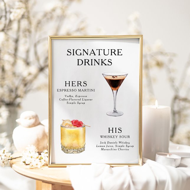 Signature Boissons Mariage Cocktail Menu Poster (Créateur téléchargé)