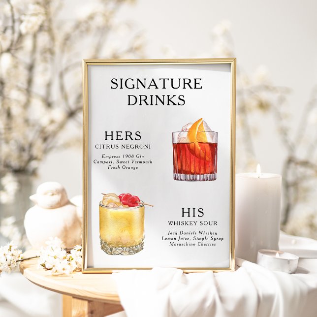 Signature Boissons Mariage Cocktail Menu Poster (Créateur téléchargé)