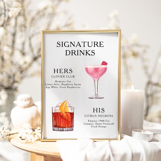 Signature Boissons Mariage Cocktail Menu Poster (Créateur téléchargé)