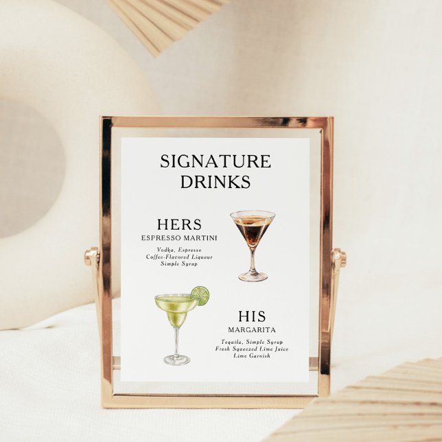 Signature Boissons Mariage Cocktail Menu Poster (Créateur téléchargé)