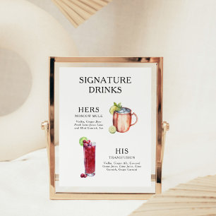 Signature Boissons Mariage Cocktail Menu Poster