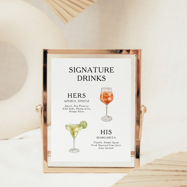 Signature Boissons Mariage Cocktail Menu Poster (Créateur téléchargé)