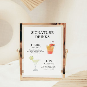 Signature Boissons Mariage Cocktail Menu Poster