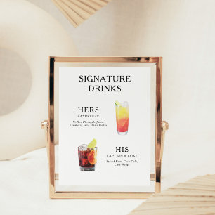 Signature Boissons Mariage Cocktail Menu Poster