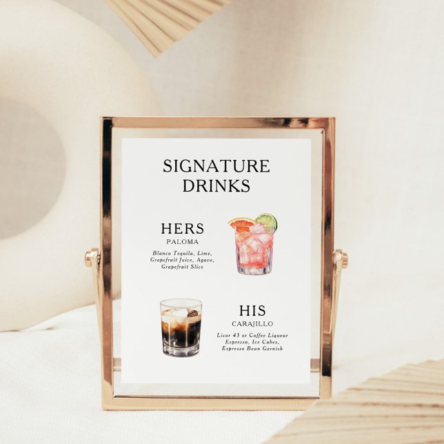 Signature Boissons Mariage Cocktail Menu Poster (Créateur téléchargé)