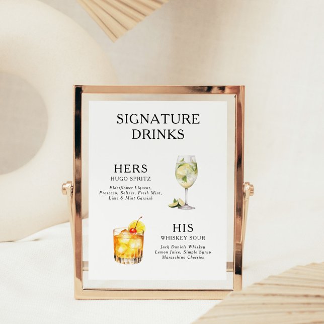 Signature Boissons Mariage Cocktail Menu Poster (Créateur téléchargé)