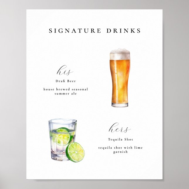 Signature Boissons Mariage Cocktails Poster (Devant)