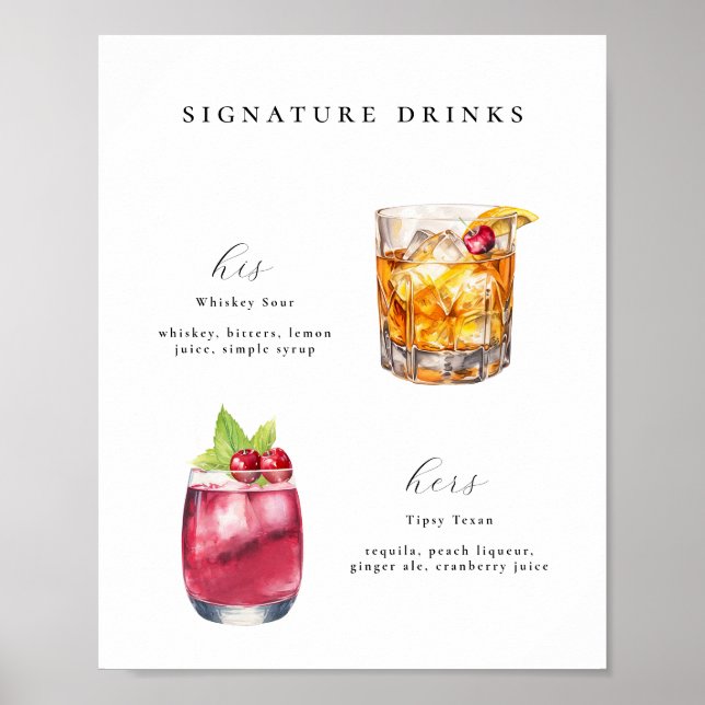 Signature Boissons Mariage Cocktails Poster (Devant)