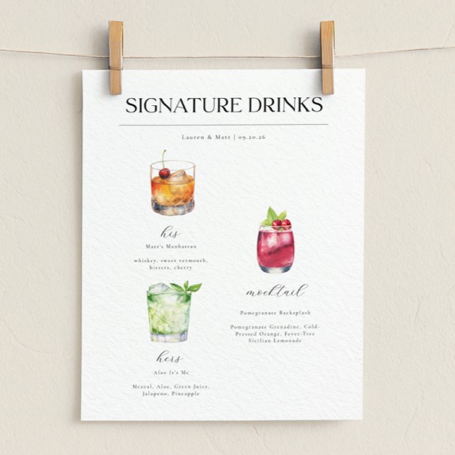Signature Boissons Mariage Cocktails Poster (Créateur téléchargé)