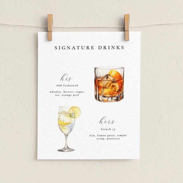 Signature Boissons Mariage Cocktails Poster (Créateur téléchargé)
