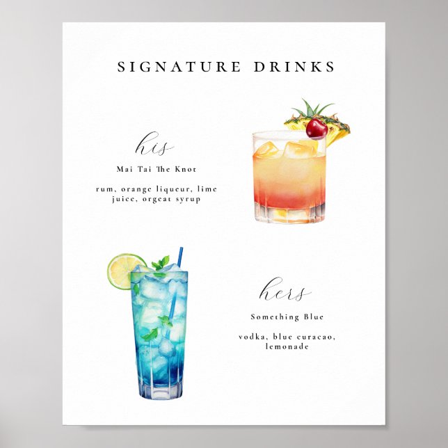 Signature Boissons Mariage Cocktails Poster (Devant)