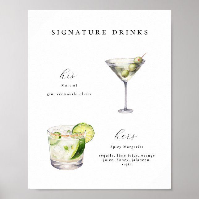 Signature Boissons Mariage Cocktails Poster (Devant)