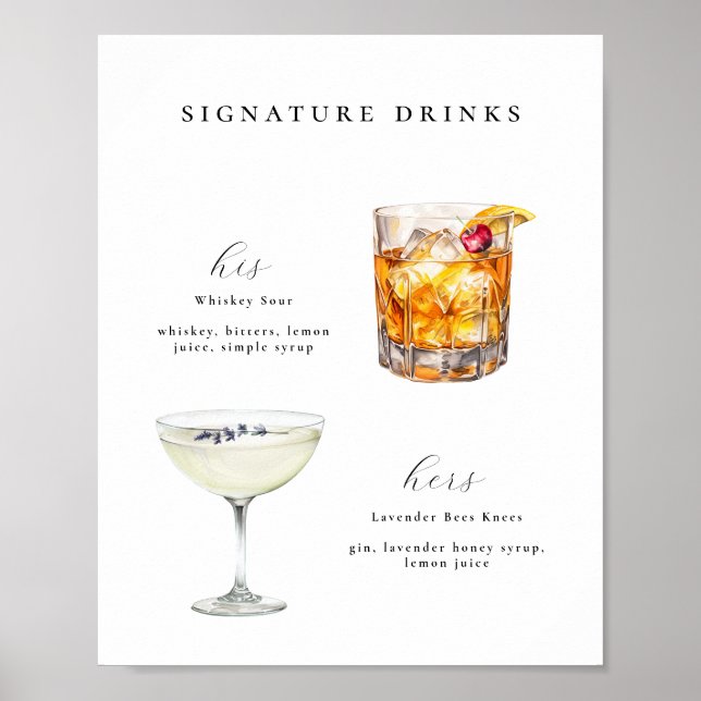 Signature Boissons Mariage Cocktails Poster (Devant)