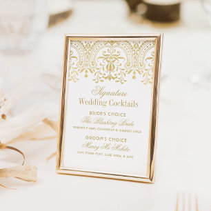 Signature Cocktails Elegant Gold Vintage Wedding
