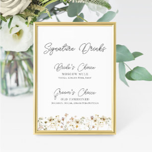 Signature du Mariage Fleur sauvage Aquarelle Signe