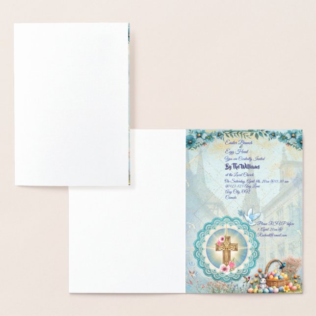 Signature Easter Church Invitation Foil Card (Affichage)