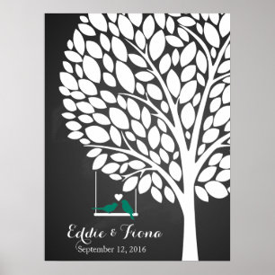 signature mariage livre d'or oiseau turquoise
