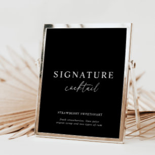 Signature minimaliste moderne noir Signet cocktail
