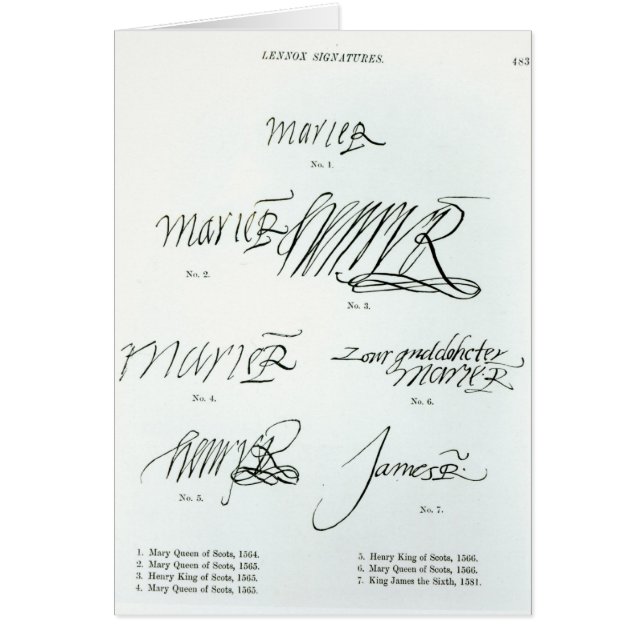 Signatures de la reine de Mary des Ecossais (Devant)