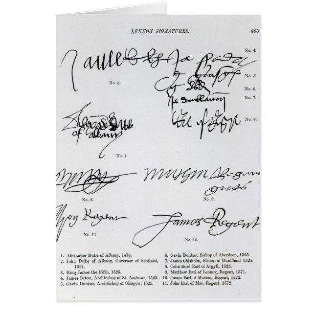 Signatures d'écossais 15ème et de XVIème siècle (Devant)